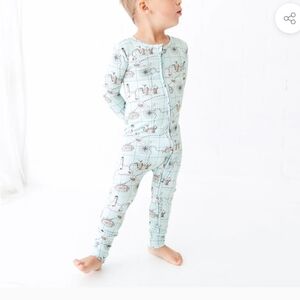 Toddler Bamboo Pajamas Treasure Map Convertible Footie 12-18 Months